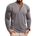 thumbnail image 1 of RXIRUCGD Chemise Décontractée pour Homme à Couleur Unie, Boutonnée, à Col Rond, à Manches Longues, Gris, Taille : 2TG, 1 of 9