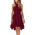 thumbnail image 1 of XDZJLR Womens Dresses formal Solid Halter Neck Button Chiffon Splice A Line Skirt, 1 of 6