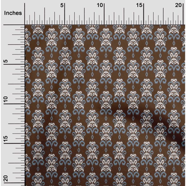 oneOone Cotton Poplin Fabric Damask Ikat Print Sewing Fabric BTY 42 Inch Wide