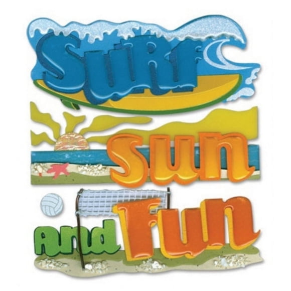 Jolees Boutique Stickers sur le Thème Surf, Soleil, Mot Amusant