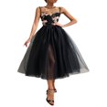 thumbnail image 2 of Robe en Tulle à Étages pour Femmes, Ligne A, Taille Haute, Aguichant, Cocktail, Bal, Fête, Soirée, Maxi, 2 of 6