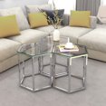 thumbnail image 4 of Table d'Appoint Contemporaine en Métal et Verre, Jeu de 3 - Argent, 4 of 7