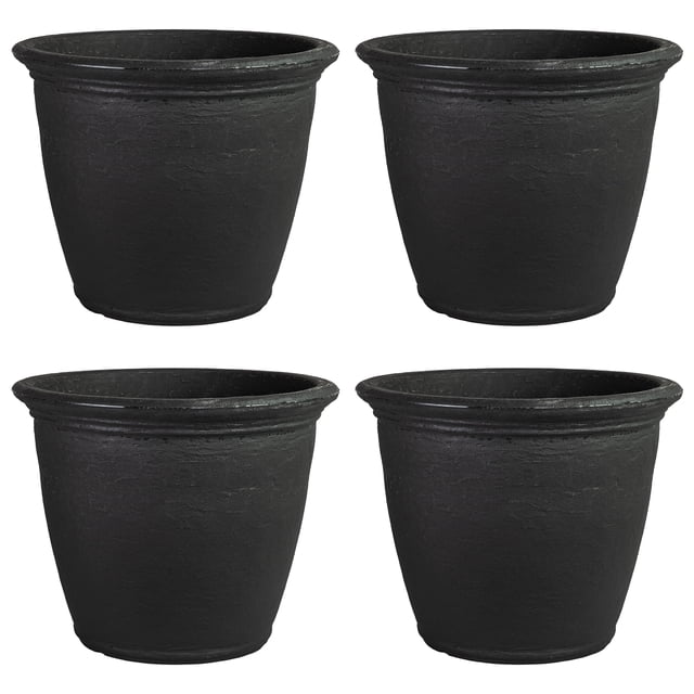 Sunnydaze Jardinière d'Extérieur à Double Paroi Résistante aux Intempéries en Anjelica - 24 Pouces - Fini Noir Mat