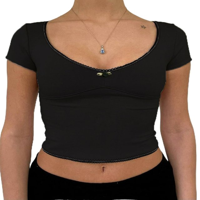 Crop Tops pour les Femmes Été Mignon Solide Slim Fit Recadrée Débardeurs T-Shirt de Base