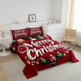 thumbnail image 3 of Red Christmas Bedding Set,Merry Christmas Comforter Sets Full Size,Christmas Tree Stars Bed Set,Winter Snowflake Down Comforter, 3 of 7