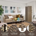 thumbnail image 3 of FDW 4-Panel Room Divider Screen, Folding Portable Privacy Partition for Home & Office, Wood Mesh Woven Design, Brown, 3 of 7
