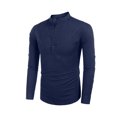 thumbnail image 2 of Wangsaura Men's Casual Shirt Solid Color Long Sleeve Stand Collar Button Tops, 2 of 7