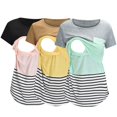 thumbnail image 2 of Kcodviy T-Shirt de Maternité pour Femmes à Manches Courtes, Grande Taille, Col Rond, Rayé Imprimé, 4X Hauts de Maternité T-Shirt pour Allaitement Extra Long, Lot de 3, 2 of 9