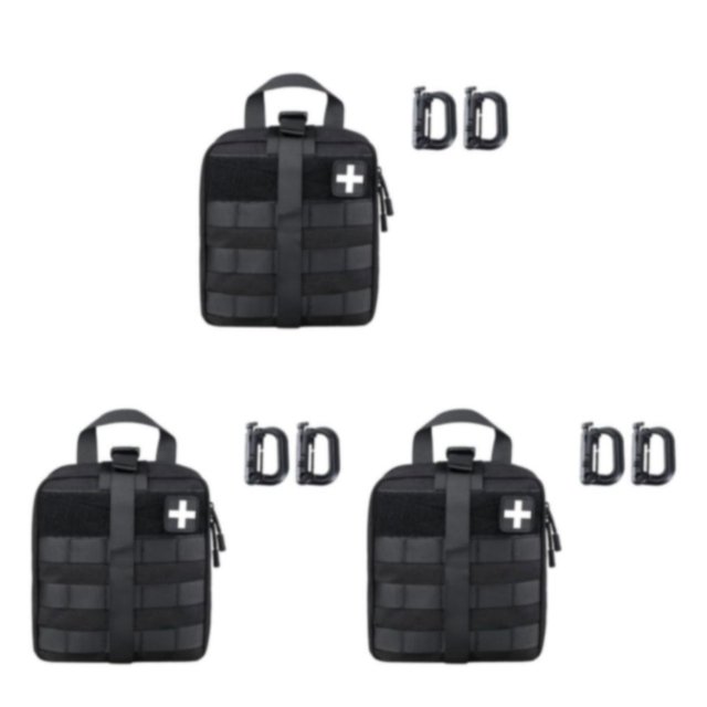 maskred Cloth Durable Construction First Aid Kits Bag Foldable First Aid Bag black 3Set