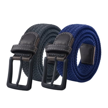 Maikun Mens Belt, Elastic Belt for Men, Braided Black&Blue Belt