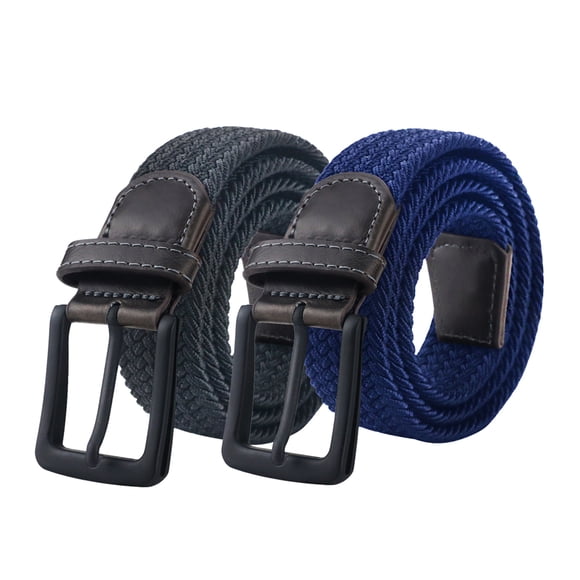 Maikun Mens Belt, Elastic Belt for Men, Braided Black&Blue Belt