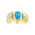thumbnail image 1 of RYLOS Men's Rings 14K Yellow Gold Ring Classic Designer Style 8X6MM Oval Gemstone & Diamond Ring Turquoise Birthstone Rings For Men Size 11, 1 of 7