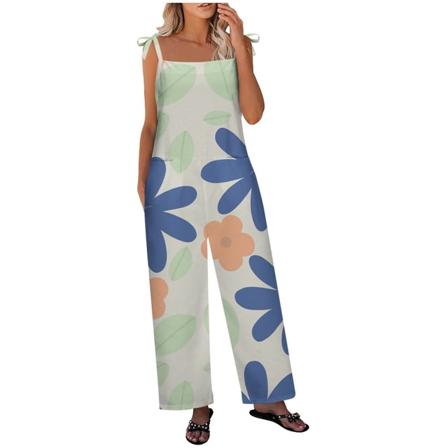 Birdeem Women Ladies Printed Summer Sleeveless Backless Loose Long Playsuits Rompers Jumpsuit