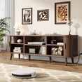 thumbnail image 3 of GIKPAL Fluted TV Stand for 65 Inch TV – Modern Entertainment Center with Power Outlets, Adjustable Shelves & Sliding Doors, Stylish Media Console for Living Room, Walnut, 3 of 13