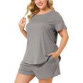 thumbnail image 1 of Agnes Orinda Pyjama de Nuit pour Femme Grande Taille à Manches Courtes et Col Rond Ensemble 2X Gris, 1 of 8