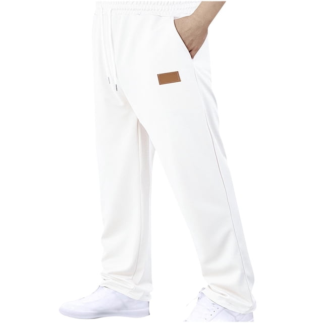 White for Man Summer Fall Spandex Loose Fit Track Athletic Brunch Running Ruched Straight Leg Elastic Waist Basic Long Leg Pants Sweatpants Man 2025 Clothing Y2K XXL