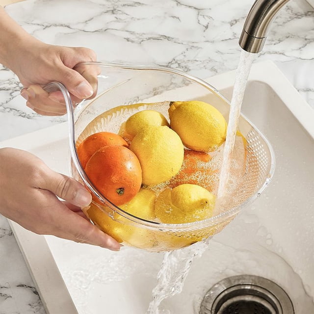 Sentmoon Deals Flyer Multi-functional Draining Basket - Fruit Cleaning Bowl With Strainer Container Kitchen Sink Food Catcher Drainer Fruit Rinser Vegetable Washing Filter Bowl Over Deals of the Day