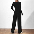 thumbnail image 4 of Timegard Womens Going out Sets 2 Piece Fall Casual Slim Long Sleeve Tops Wide Leg Pants Solid Color Sets, 4 of 7