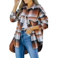thumbnail image 1 of ORUYROP Womens Casual Plaid Shacket Button Down Long Sleeve Shirt, 1 of 4
