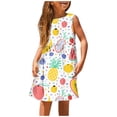 thumbnail image 1 of PMVFHDE Robe Fille pour l'Été Mode Fille Mignonne Printemps et Été Imprimée Col Rond Sans Manches Robe Décontractée (5), Jaune, 3-4, 1 of 5