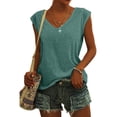 thumbnail image 2 of Birdeem Womens Solid Color Cap Sleeve Blouses T-Shirt Casual Loose Fit Basic Shirts Tank Tops, 2 of 8
