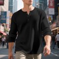 thumbnail image 2 of fatyb Casual Shirts for Men Long Sleeve Tshirts Button Pullover Solid Color Mens Lightweight Tee Tops, 2 of 7