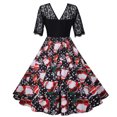 thumbnail image 4 of Jsaierl Robes de Noël pour Femmes 2024 Élégantes Décontractées à Manches Courtes Robe en Dentelle Robe de Fête des Fêtes Cocktail Robe à Volants, 4 of 4