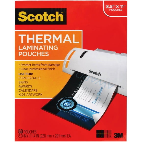 Pochettes pour Plastifieuse Thermique Scotch 3 Mil 50/paquet-8,9 Pouces X 11,4 Pouces Lettre