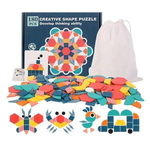 Jouets de puzzle en bois 180 Des morceaux, EDHITNR Puzzles éducatifs en bois pour les enfants, l'apprentissage précoce Développement du cerveau Coordination main-oeil 24 Patterns à double side avec sac de rangement