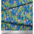 thumbnail image 3 of Soimoi Blue Georgette Viscose Fabric Flower & Cactus Tree Printed Fabric 1 Yard 42 Inch Wide, 3 of 3