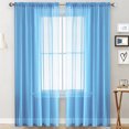 thumbnail image 1 of MAWCLOS Rideau de Fenêtre 2 Panneaux Rideaux Transparent Long Voile Transparent Poche pour Tringle Uni Blanc Habillages Basique Plusieurs Tailles Bleu 2 Pcs-L : 28 Pouces x H : 91 Pouces, 1 of 5