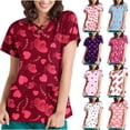 thumbnail image 5 of TIMIFIS Hauts de Sarrau pour Femmes Saint-Valentin Hauts à Manches Courtes pour Femmes Uniforme de Travail Blouse à Poche Imprimée de la Saint-Valentin avec Poches pring, 5 of 5