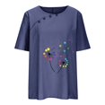 thumbnail image 4 of CHUANK Hauts pour Femmes en Solde à Moins de 10$ Hauts Décontractés Printemps Été Manches Longues en Coton Lin Imprimé Graphique Pissenlit Col Rond Blouses Vintage Grande Taille, 4 of 6