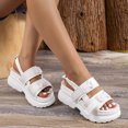 thumbnail image 2 of Womens Platform Sandals Open Toe Slingback Slip on Elastic Straps Double Buckle Solid Color Soft Sole Comfortable Breathable Lightweight Casual Summer Sandals White, 2 of 5