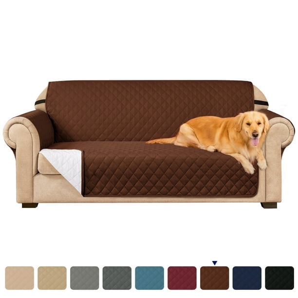 Subrtex Stretch 1-Piece Quilted Reversible Sofa Slipcover with Non-Slip Elastic Straps Washable Pet Couch Cover