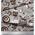 thumbnail image 2 of Soimoi Moss Georgette Fabric Cupcake,Donut & Cookies Food Print Fabric by Yard 42 Inch Wide, 2 of 3