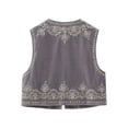 thumbnail image 2 of Diconna Gilet pour Femmes, Sans Manches à devant Ouvert avec Broderie de Fleurs et Paillettes, Gilet d'Extérieur pour la Rue Cual, 2 of 9