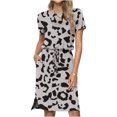 thumbnail image 1 of EGNMCR Robes d'Été Femmes Tendance 2024 Robe Décontractée pour Femme Imprimée à Manches Courtes Col Ras du Cou à Lacets avec Poches, 1 of 6