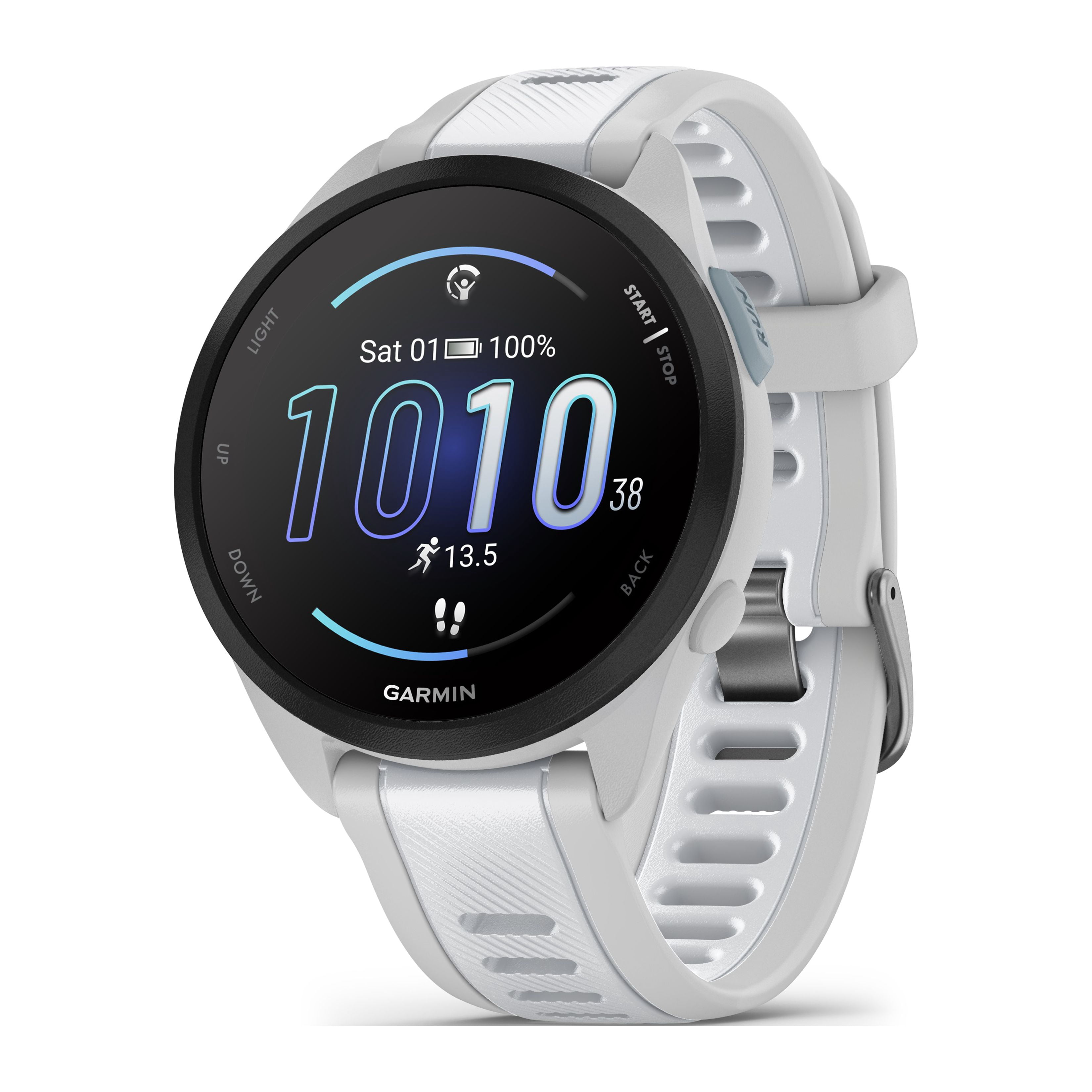 Garmin Forerunner 165 Music GPS Running Smartwatch and Fitness Tracker with Heart Rate - Mist Grey/Whitestone