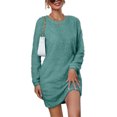 thumbnail image 1 of Bellella Robe Chandail pour Femmes, Mini Robe en Peluche à Manches Longues, Robe Chandail Ample en Polaire Chaude Couleur Vert Pois 2TG, 1 of 4