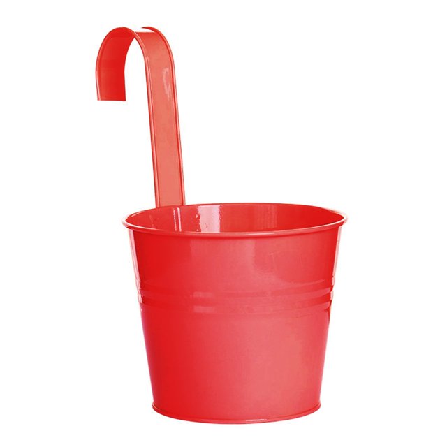 Hanging Flower Pot Sturdy Natural Style Iron Exquisite Metal Bucket for Balcony