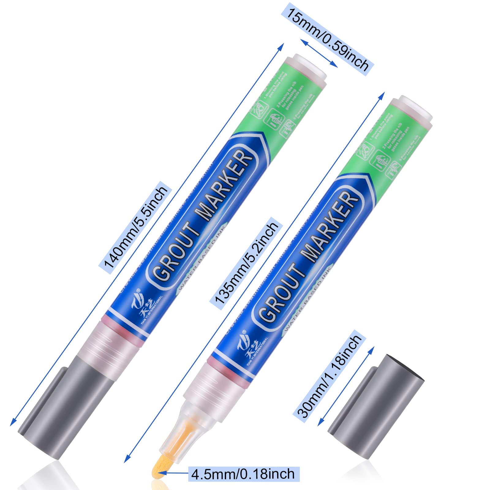 jesticaly 4 Pcs/Ensemble Stylo de Réparation Fixe Facilement les Lignes de Joints Décolorées en Quelques Minutes Stylo de Réparation de Carreaux Imperméable Gris Foncé 1Ensemble