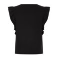 thumbnail image 5 of Pompotops Mode Femmes Décontracté Col Rond Double Couche Poche à Volants Manches Courtes Pull T-Shirt Blouse, 5 of 5
