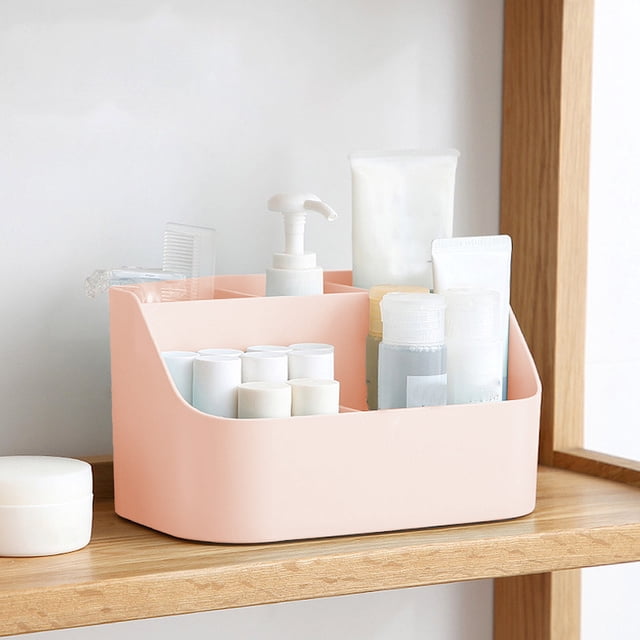 Cagogo Desktop Organizer, Removable Divider Storage Box, Plastic Office Desk Organizer, Multifunctional Makeup Organizer, Cosmetic Storage Container for Office Desk and Home Vanity, Small Desktop