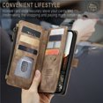 thumbnail image 2 of CaseMe Wallet Case Premium Handmade PU Leather Phone Case Card Slots Magnetic Closure Zipper Pocket Kickstand Flip Case with Hand Strap for iPhone 14 Pro Max (Brown), 2 of 10