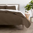 thumbnail image 1 of Bare Home Quilt Set - 3 Piece - Diamond Stitched Bedspread Coverlet - Full/Queen, Cocoa, 1 of 4