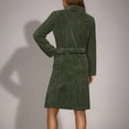 thumbnail image 4 of Womens Plush Fleece Robe Knee Length Cozy Fuzzy Bathrobe with Belt Shawl Collar Warm Soft Towel Robes Army Green, XXL, 4 of 5