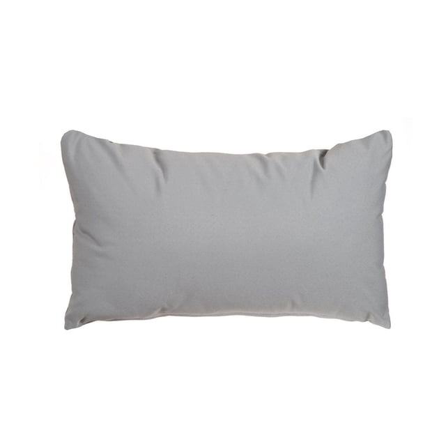 Gouchee Home Soleil Rectangle Indoor/Outdoor Cushion in grey, measuring 12 by 20 inches, made with fade-resistant olefin waterproof fabric and polyester filling, featuring a zipper closure for easy cleaning, designed for both patio and indoor use, also suitable as a decorative toss cushion.