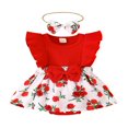 thumbnail image 1 of Barboteuse-robe à Manches Volantées à Fleurs pour Bébé Fille + Bandeau à Nœud, 1 of 9