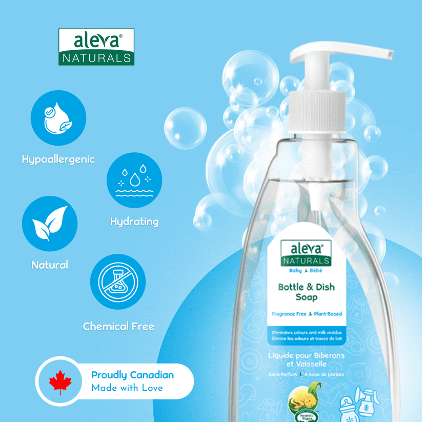 Aleva Naturals Bottle & Dish Liquid, Fragrance Free - 500ml
